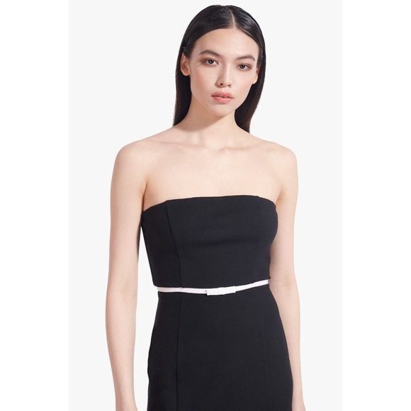 STAUD Honeydew Strapless Cocktail Dress Black and White Large NEW - Picture 3 of 12